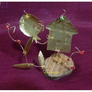 ΣΠΙΤΙ και ΡΟΔΙ ορειχάλκινο χειροποίητο σε φυσικό κορμό δέντρου ΜΕΜ-100041